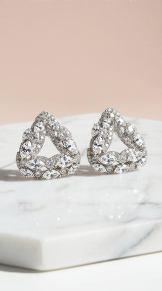 Geometric Triangular Crystal Stud Earrings