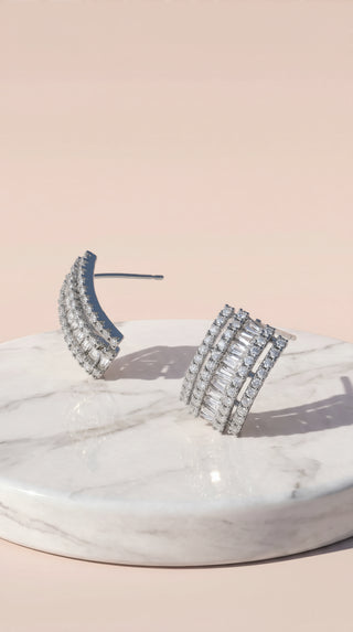 Curved Crystal Stud Earrings