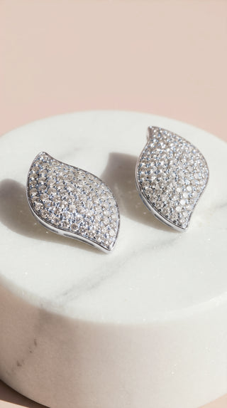 Curved Micro Crystal Stud Earrings