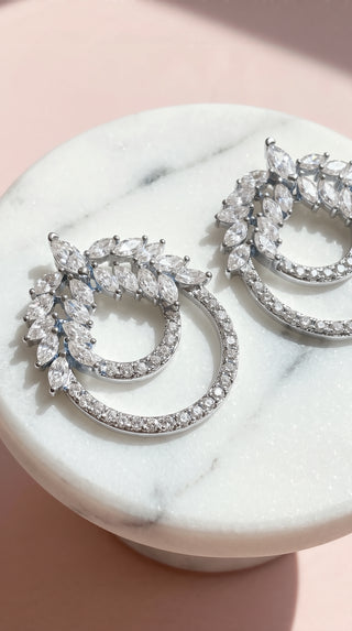 Layered Circular Crystal Stud Earrings