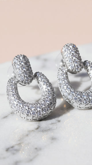 Crystal Drop Hooped Gold Plated Earrings