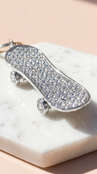 Crystal Skateboard Key Ring & Bag Charm