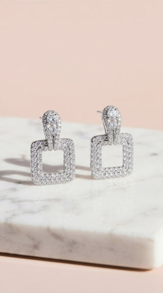 Micro Pavé Square Gold Plated Crystal Earrings