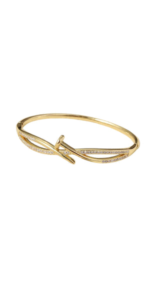 Twisted Crystal Gold Plated Nail Bangle