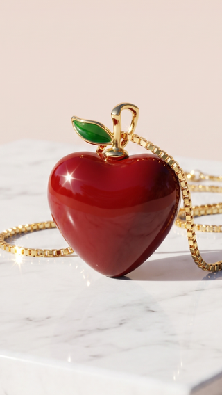 Red Apple Gold Plated Steel Pendant Necklace