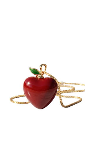 Red Apple Gold Plated Steel Pendant Necklace