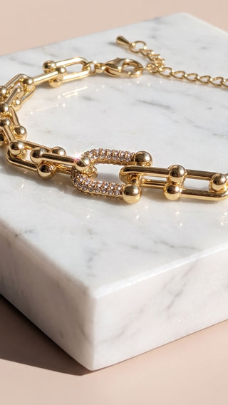 Gold Plated U-Link Paperclip Chain Bracelet