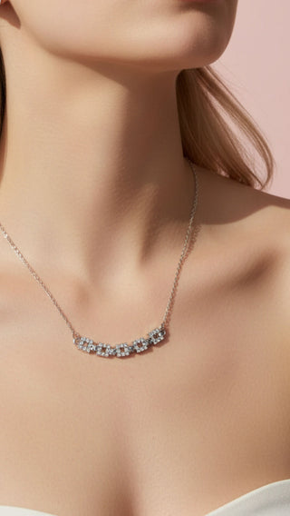 Crystal Five Link Pendant Necklace & Earring Set