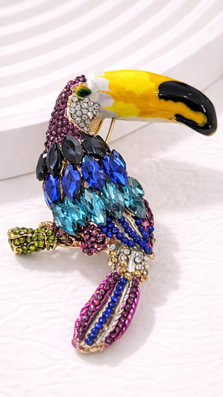Crystal Tropical Toucan Statement Brooch Rhinestone Pin