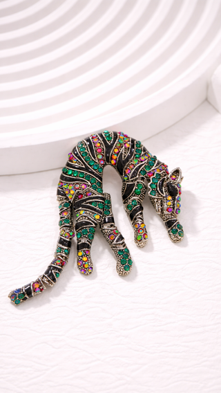 Crystal Panther Brooch Pin Flexi Joint Statement Jewellery