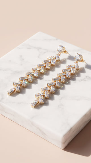 Baguette Cut Crystal Drop & Dangle Statement Earrings