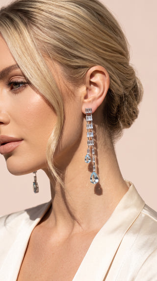 Teardrop Layered Crystal Drop & Dangle Statement Earrings
