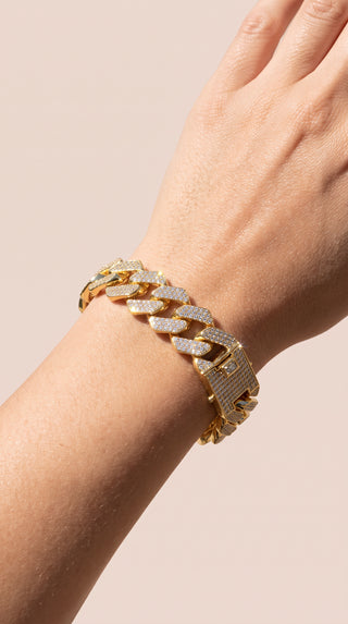 Paved Cuban Link Bracelet with Square Clasp