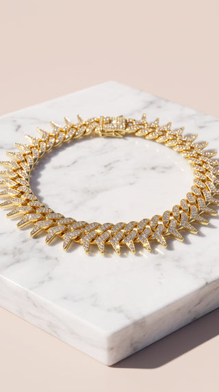 Pavé Link Thorn Spike Curb Chain Necklace