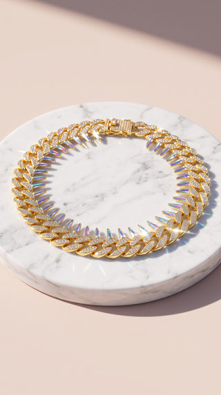 Pavé Link Thorn Spike Curb Chain Necklace