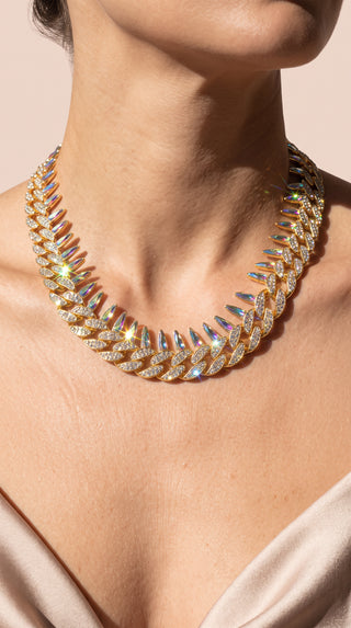 Pavé Link Thorn Spike Curb Chain Necklace