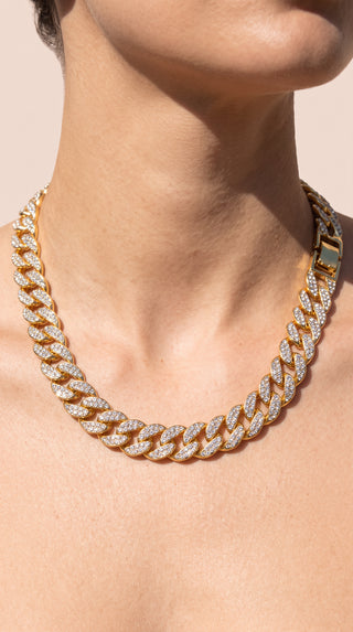 Pavé Cuban Link Curb Chain Necklace