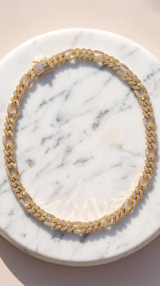 Gold-Tone Paved Cuban Link Necklace