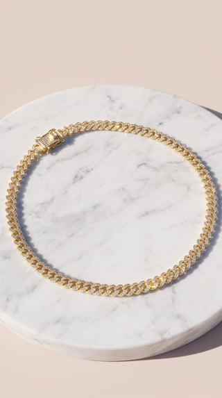 Unisex Rhinestone Cuban Link Statement Necklace