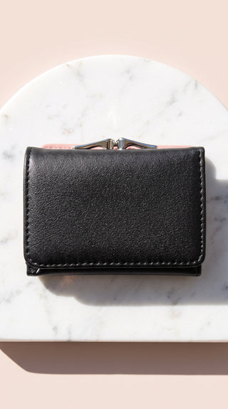 Women's Minimalist Kiss-Lock Multi-Fold Wallet