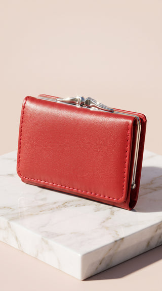 Women's Minimalist Kiss-Lock Multi-Fold Wallet