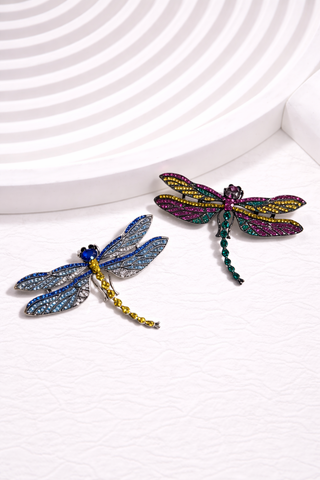 Crystal Dragonfly Statement Brooch Pin