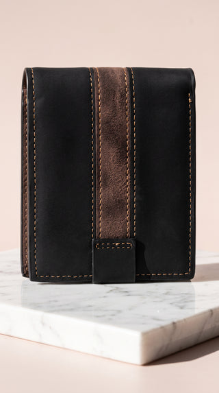 Men's Two-Tone Snap-Closure Leather Bifold Wallet