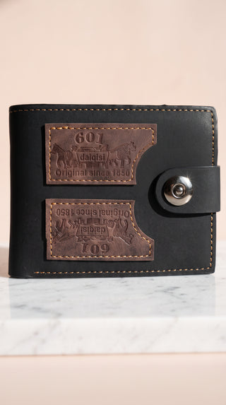 Men's Vintage Patch Leather Bifold Wallet