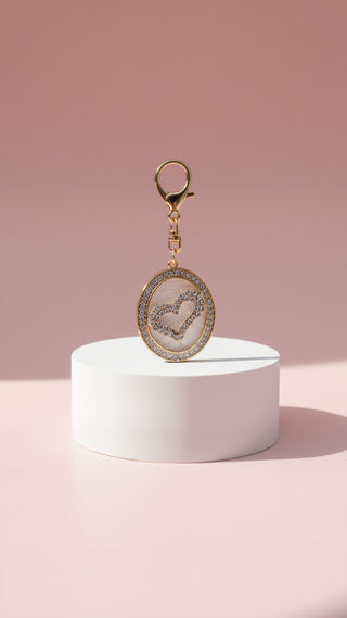 Crystal Oval Heart Key Ring & Bag Charm
