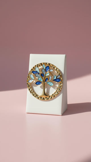 Tee Of Life Hammered Enamel Magnetic Brooch
