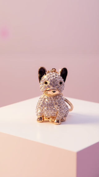French Bulldog Crystal Dog Key Ring & Bag Charm