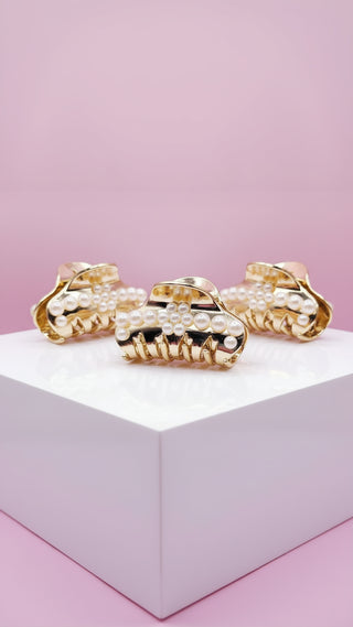 Gold Pearl Hair Clamps Pack of 12