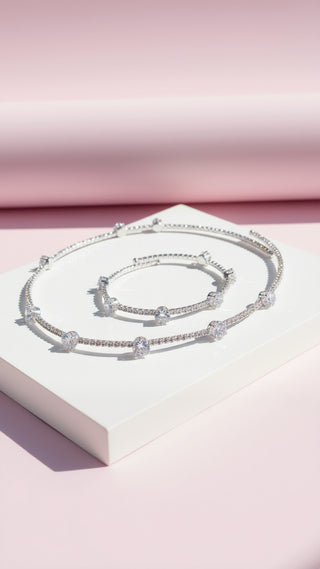 Round Cut Crystal Choker & Bracelet Set