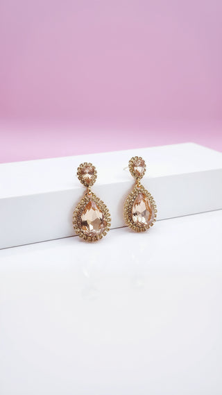 Gold Teardrop Crystal Drop & Dangle Earrings