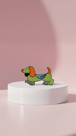 Acrylic Glossy Dachshund Sausage Dog Magnetic Brooch