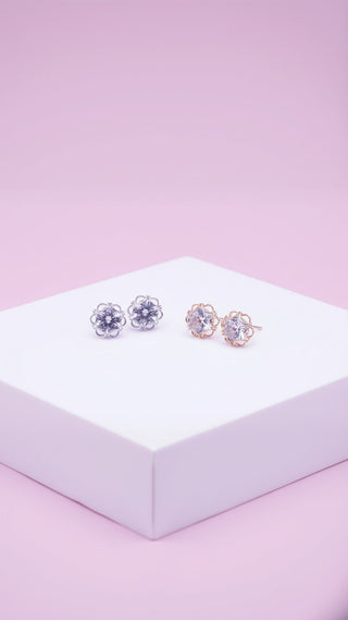 Geometric Round Crystal Stud Earrings