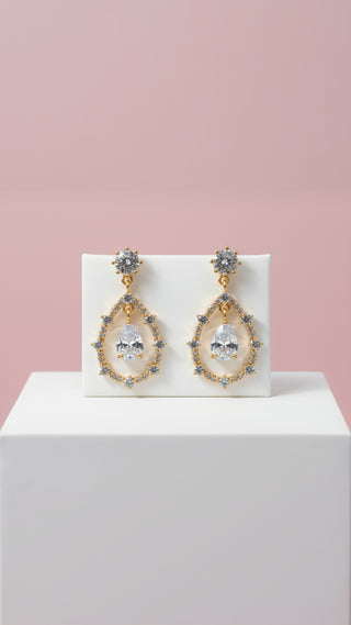 Teardrop Studded Drop & Dangle Crystal Earrings