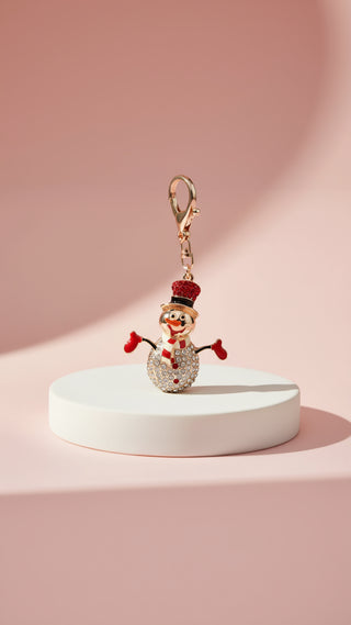 Top Hat Snowman Crystal Keyring & Bag Charm