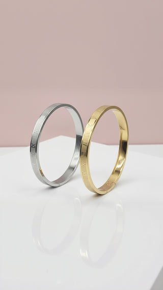 Roman Numeral Stainless Steel Stacking Bangle