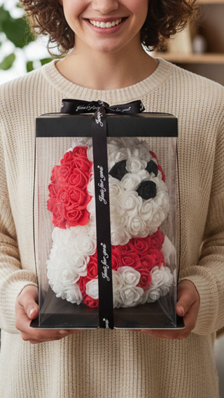 Silk Artificial Flower Puppy Dog Roses With Luxury Gift Box