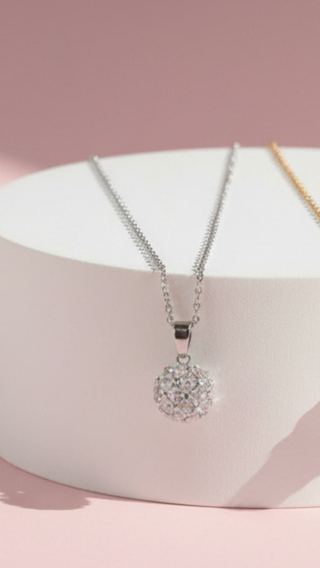 Sphere Shaped Crystal Pendant Necklace