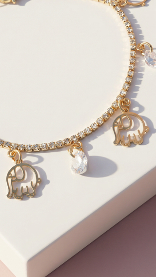 Elephant Crystal Chain Link Anklet