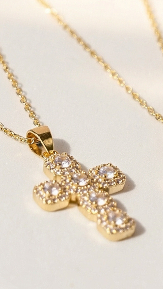 Rainbow Crystal Cross Symbolic Pendant Necklace