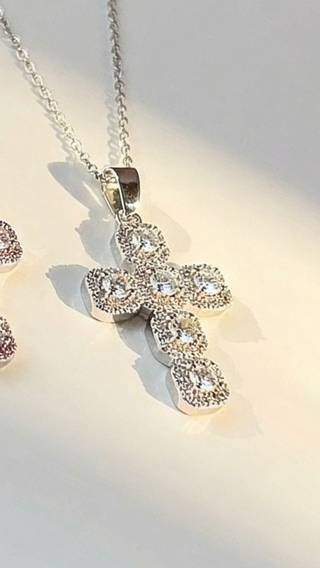 Rainbow Crystal Cross Symbolic Pendant Necklace