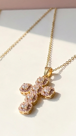 Rainbow Crystal Cross Symbolic Pendant Necklace