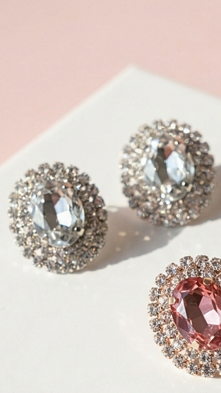 Oval Crystal Non Pierced Clip On Earrings