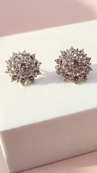 Star Burst Cluster Crystal Non Pierced Clip On Earrings