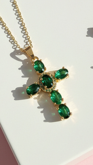 Crystal Cross Stainless Steel Necklace Pendant