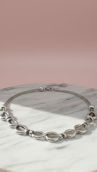 Twisted Woven Silver Statement Necklace