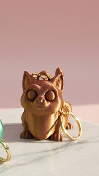 3D Printed Articulated Fantasy Cat : Bioplastic Fidget Key Ring